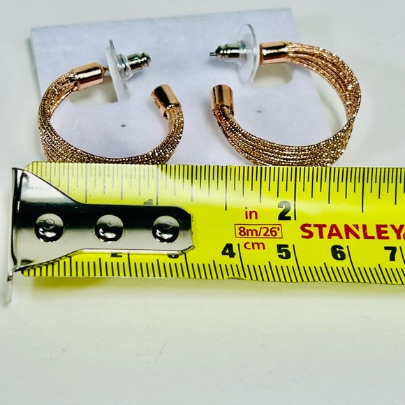 Fifth Avenue Collection Rose Gold Textured Hoop Earrings Moni Rays - Picture 8 of 8